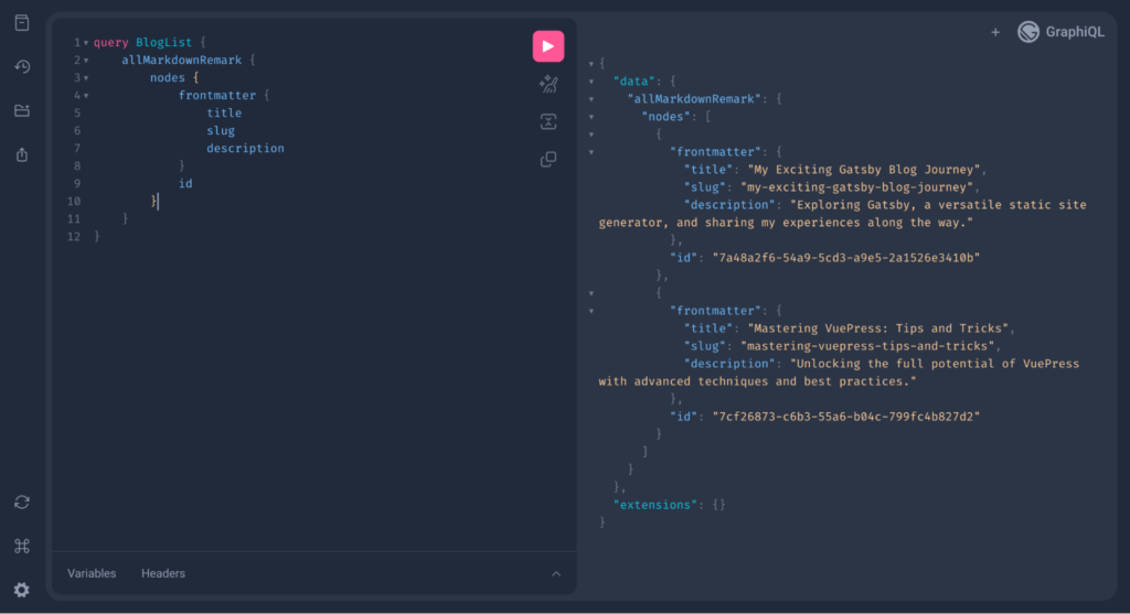使用 GraphiQL playground 获取标记信息