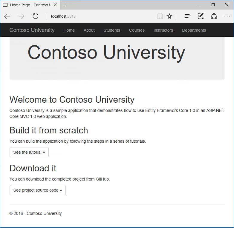 Contoso 大学主页