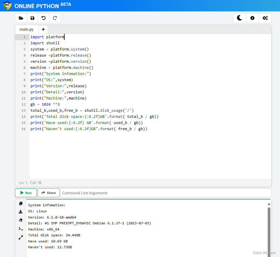 用python快速查看系统简要信息（系统、版本、具体信息、框架、磁盘空间）_python 查看系统信息-CSDN博客