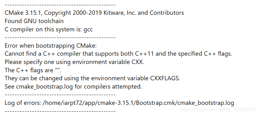 ./bootstrap CMake 3.15.1 error
