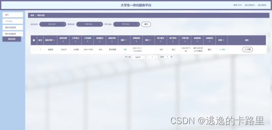图5.7 兼职应聘管理界面