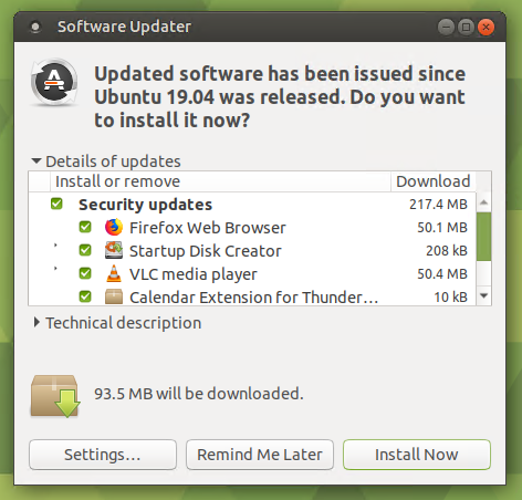 Ubuntu Mate Software Updater