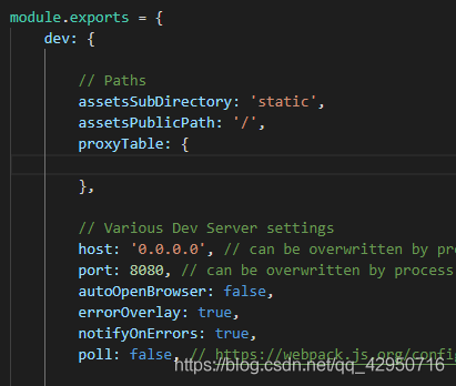 在index.js 的proxyTable里配置如下东西