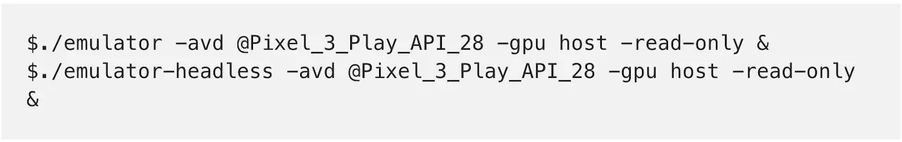 **Android Emulator: Headless emulator command line option**