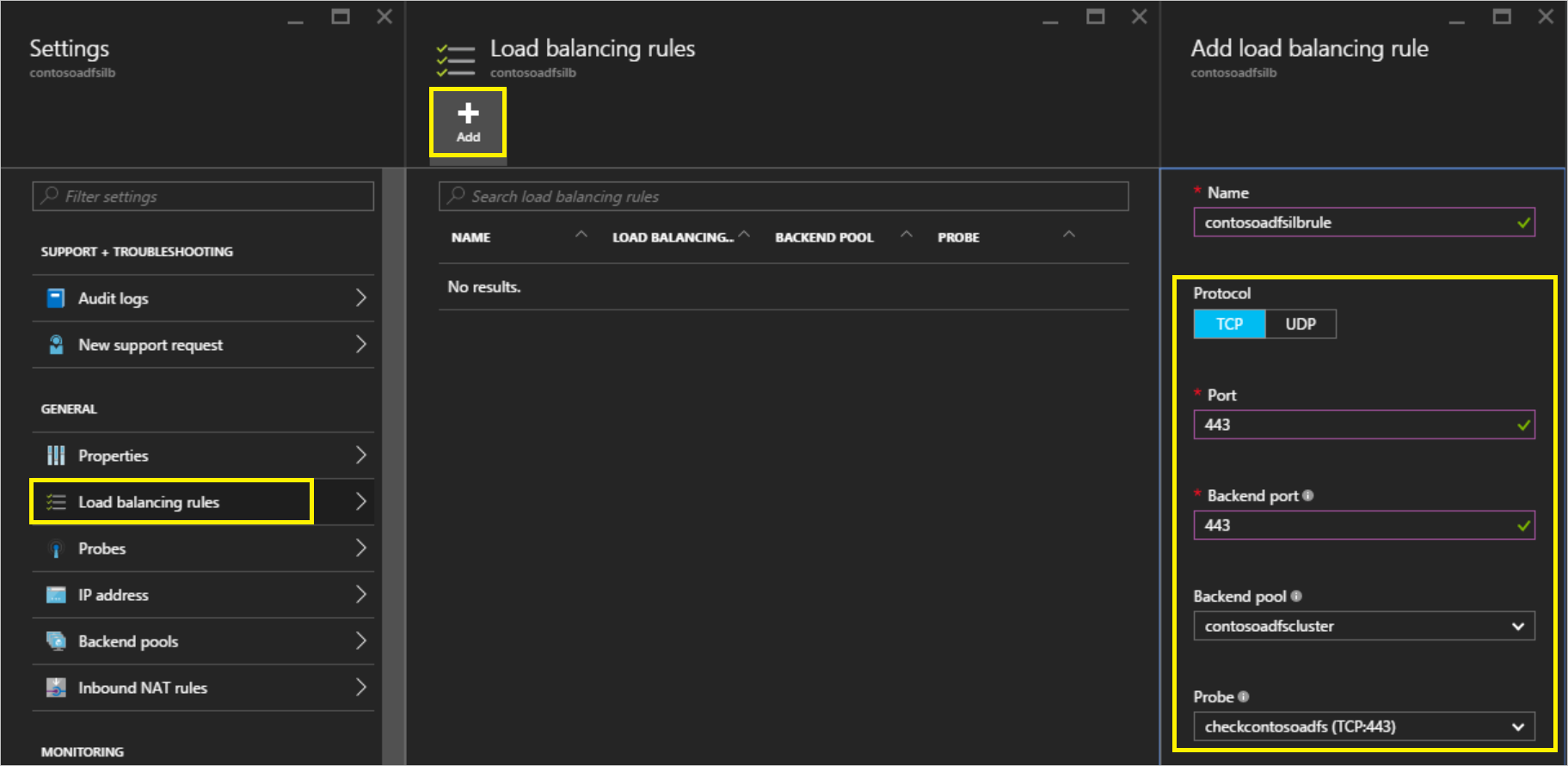 Configure ILB balancing rules