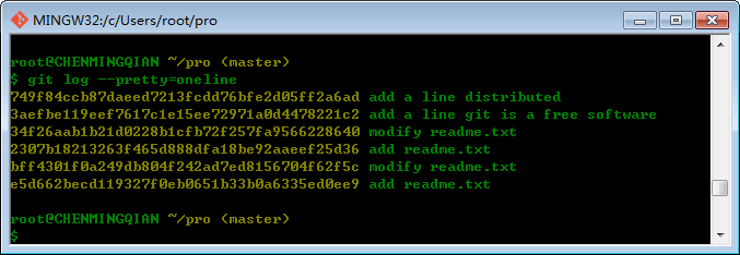 git log oneline