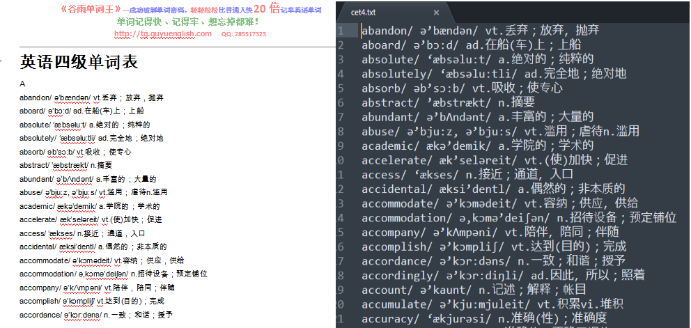 2019cet4英语单词