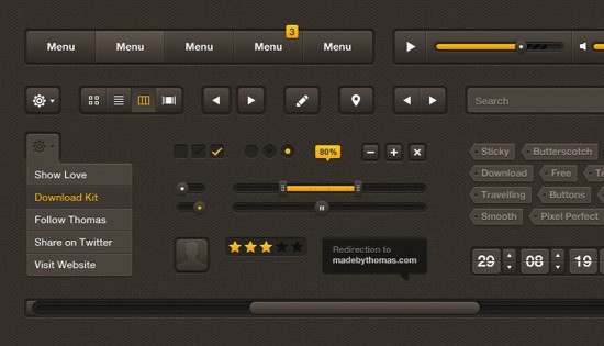 black color scheme ui kits for designers