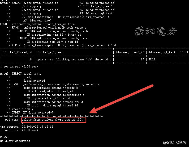 MySQL Innodb如何找出阻塞事务源头SQL