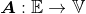 \boldsymbol{A}:\mathbb{E}\rightarrow \mathbb{V}
