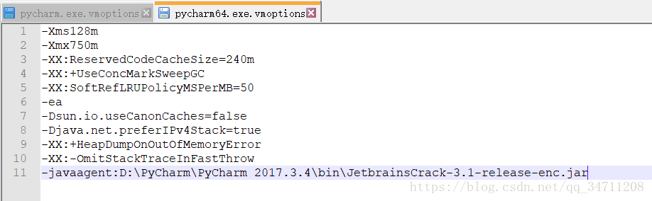pycharm64.exe.vmoptions描述