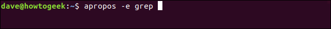 apropos -e grep in a terminal window