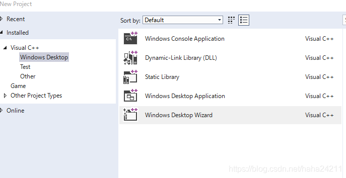 选择项目windows desktop wizard