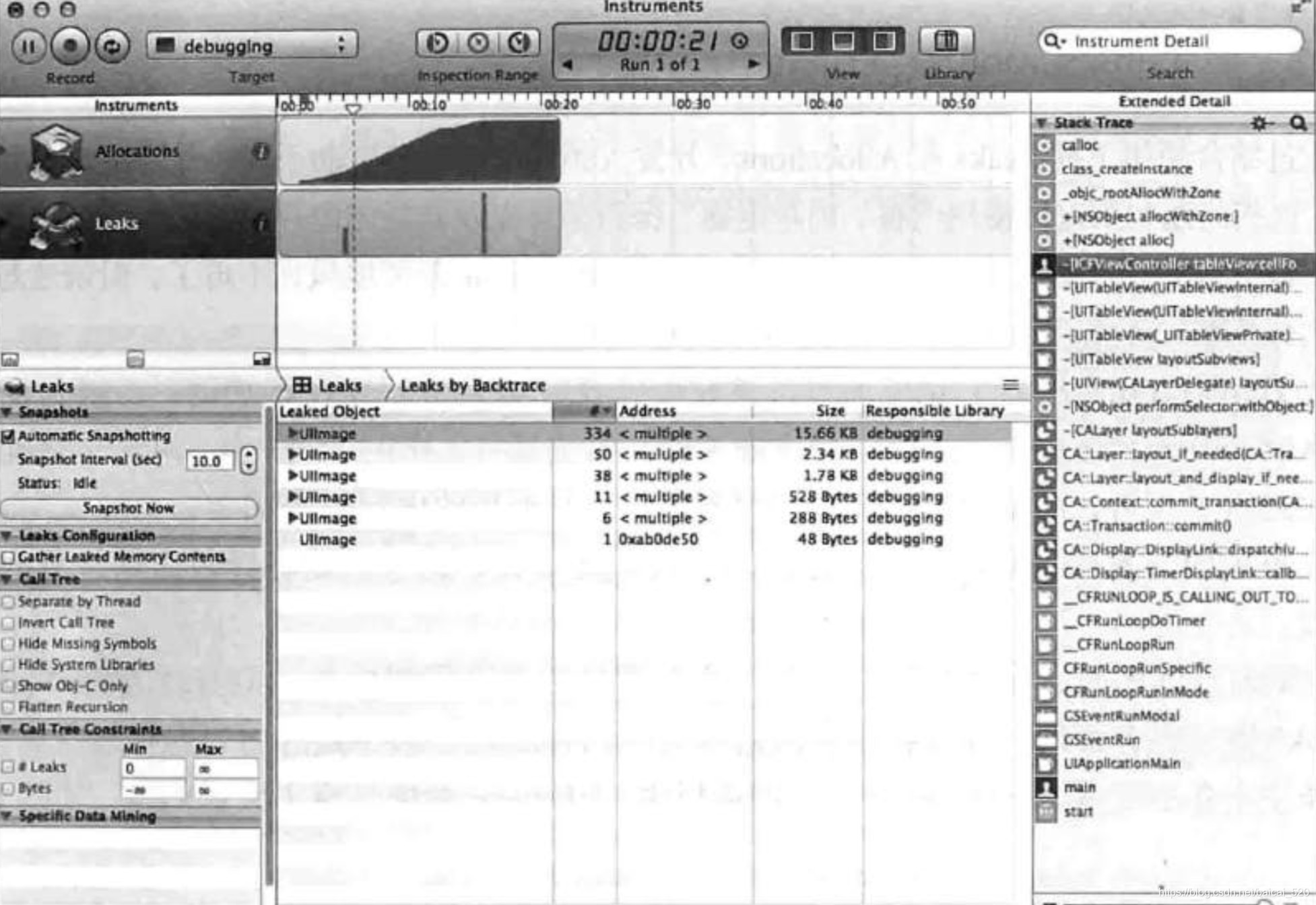 6.UIImage对象泄漏了大量内存,导致示例项目占用的内存越来越多