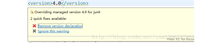 在子工程中删除Junit依赖的版本号部分