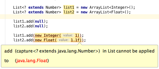 禁止向List<? extends Number>添加任意对象