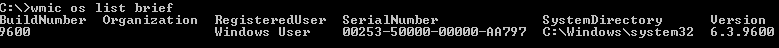 List Brief Operating System Information