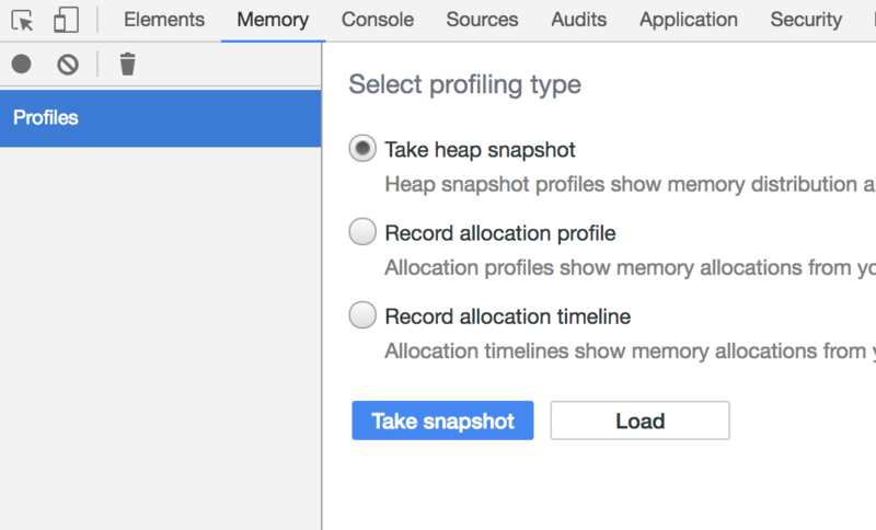 Memory Snapshot Take heap snapshot