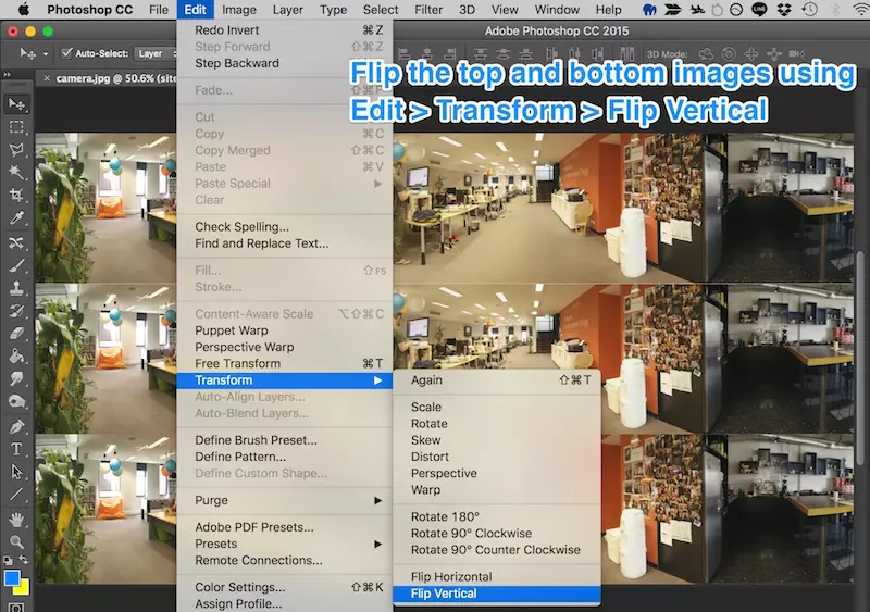 Flipping the top and bottom images
