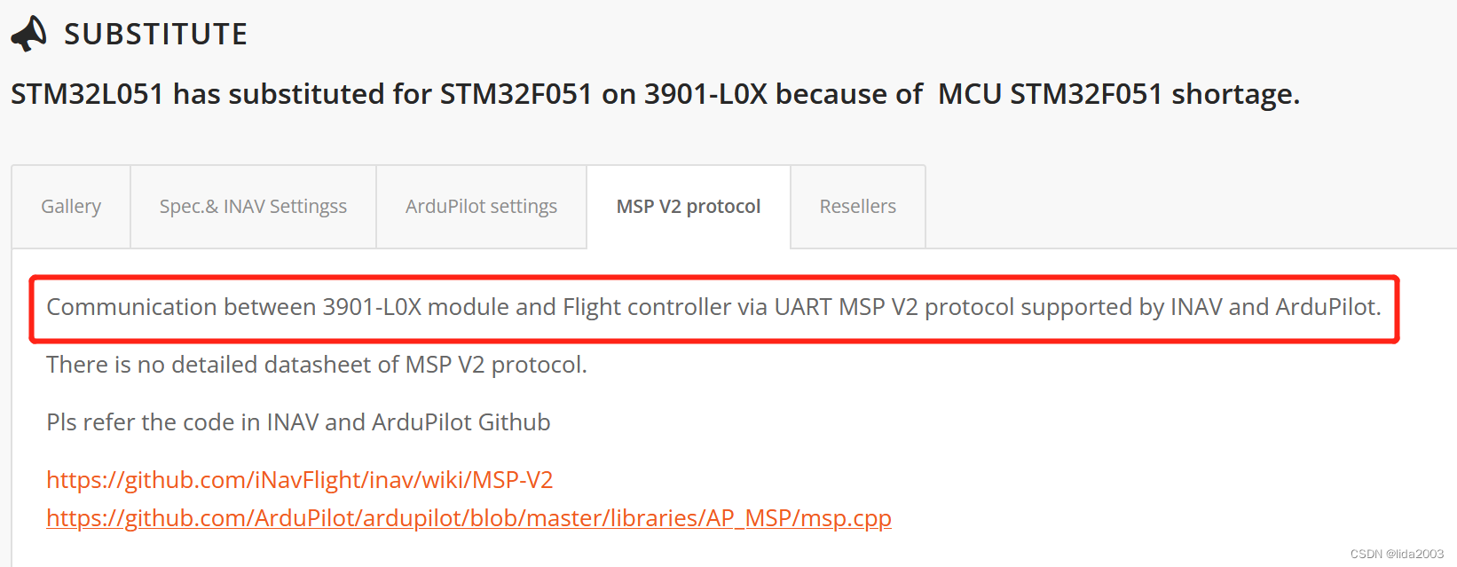 MSP Sensor Protocol