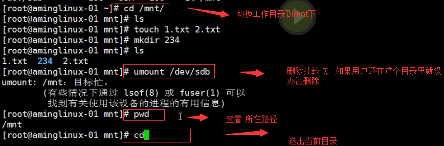 三周第五次课） 4.5/4.6 磁盘格式化 4.7/4.8 磁盘挂载 4.9 手动增加swap空间