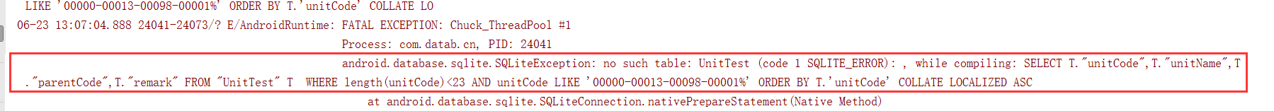 android.database.sqlite.SQLiteException: no such table: xxx (code 1 ...