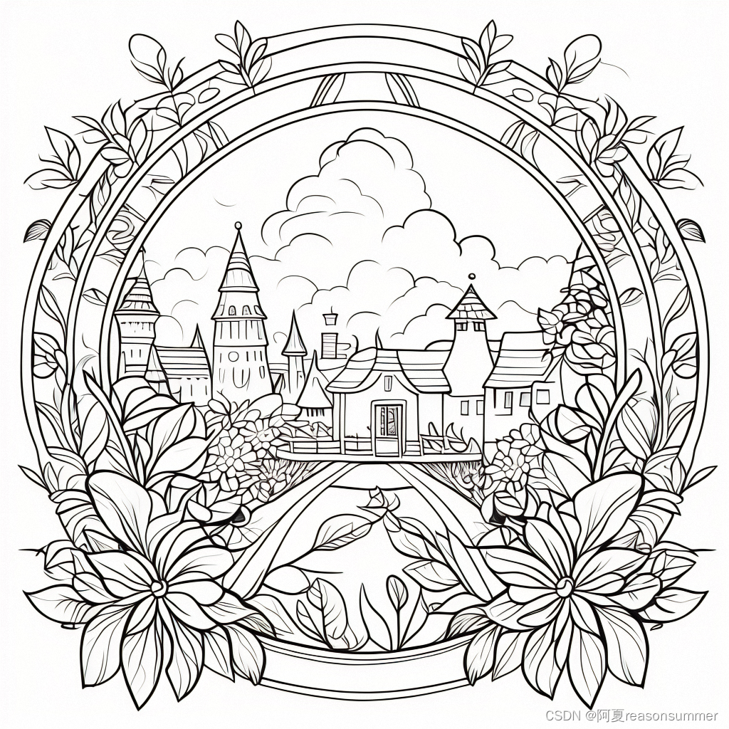 【教学类65-01】20240622秘密花园涂色书01(通义万相)(a4横版2张,一大