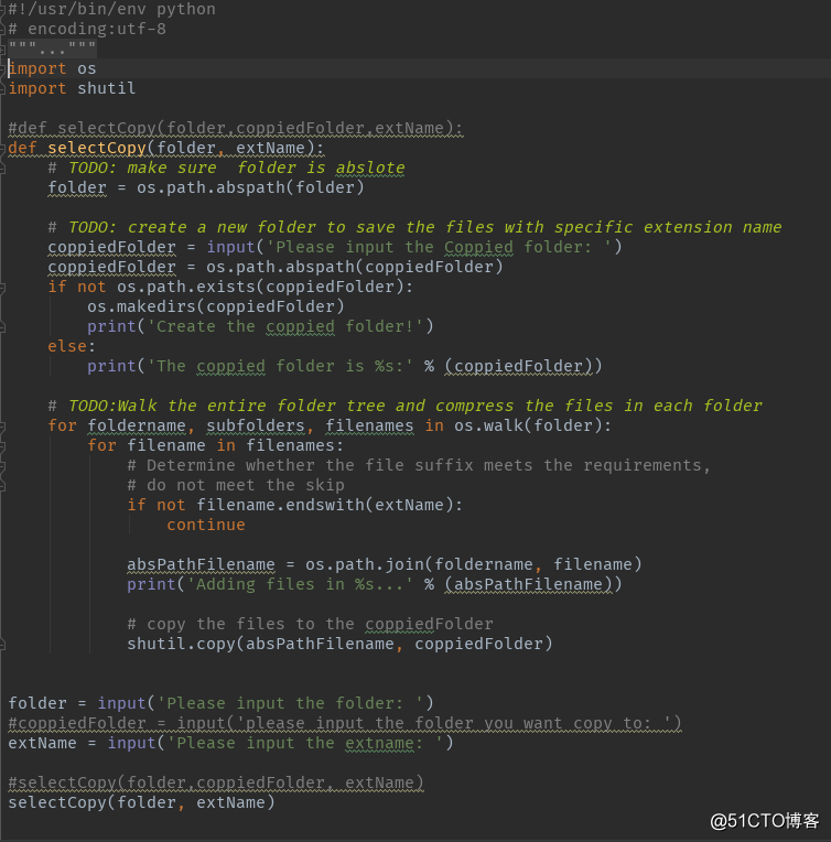 Python 编程快速上手 让繁琐工作自动化-第九章实践项目 9.8.1选择性拷贝