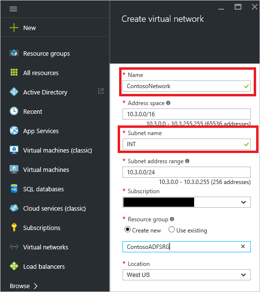 Create virtual network