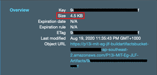 Artefact file as displayed in the S3 bucket used by CodeBuild.