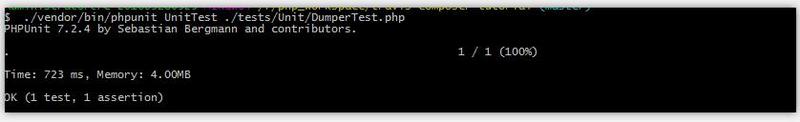phpunit test execute result