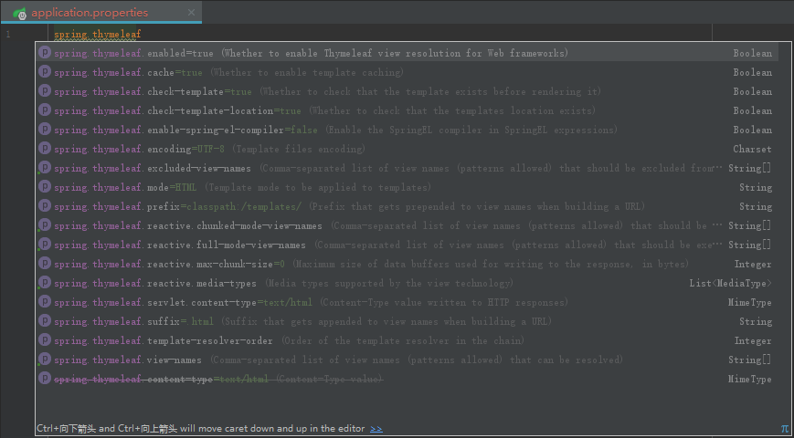 SpringBoot为thymeleaf模板提供的默认配置项