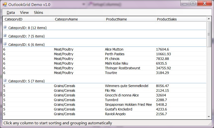 C#自定义网格组件(DataGridView)数据分组、排序