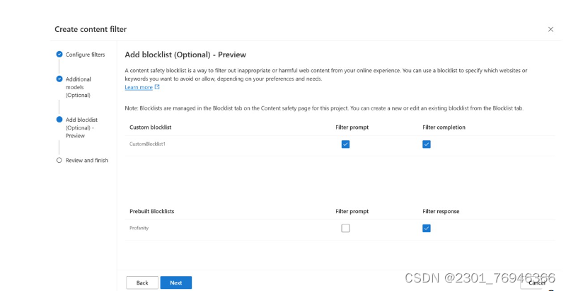 在 Azure OpenAI 中使用阻止列表_the response was filtered due to the prompt ...