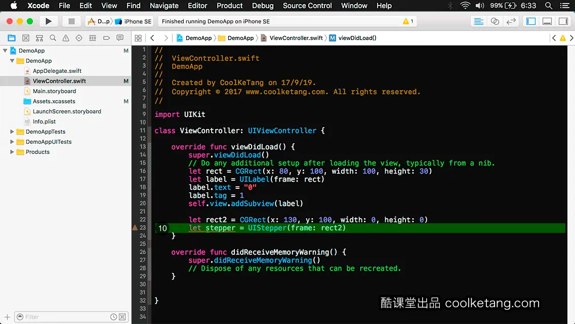 互动教程 for Xcode9 & Swift4-酷课堂
