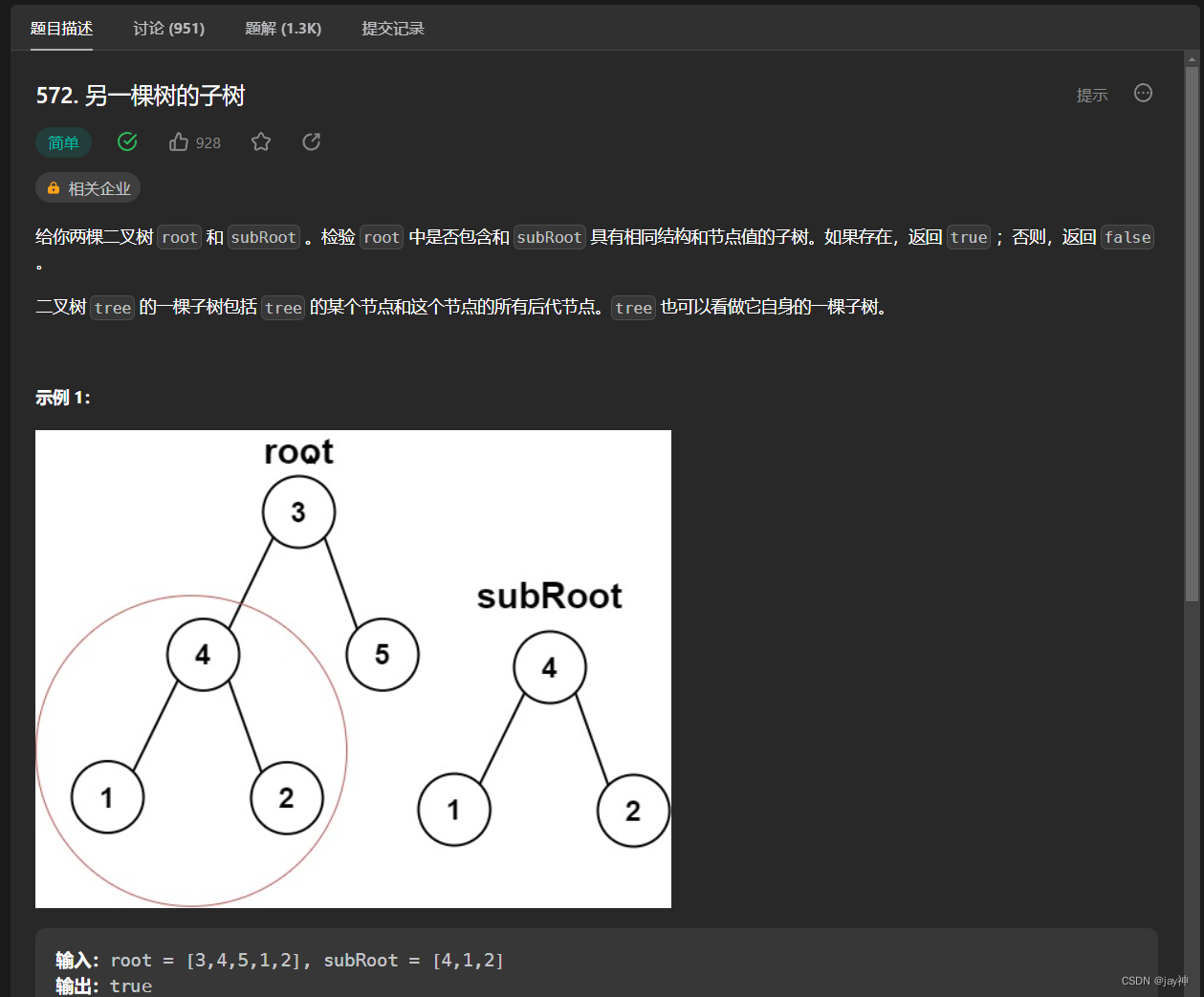 572. 另一棵树的子树-CSDN博客