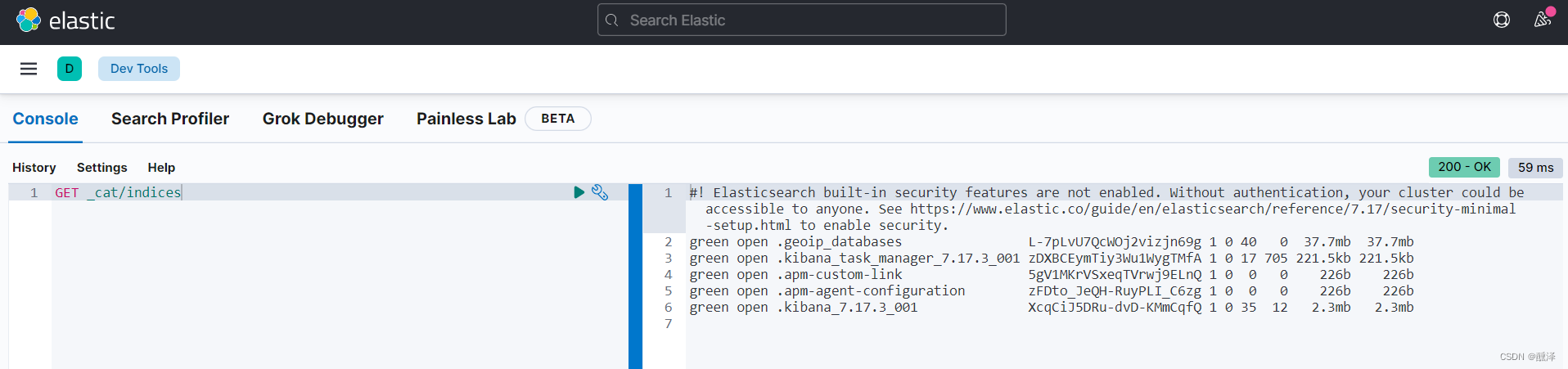 查询ElasticSearch中所有的index