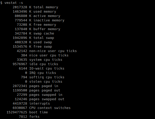 List Event Counters and Memory Statics