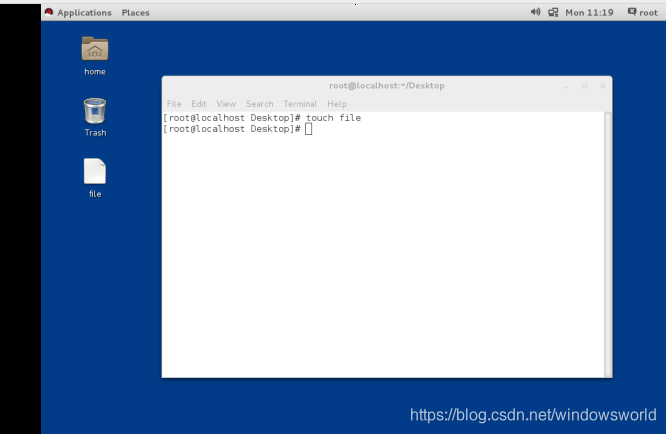 用touch命令创建文件名为file的文件