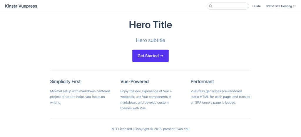 VuePress 默认首页