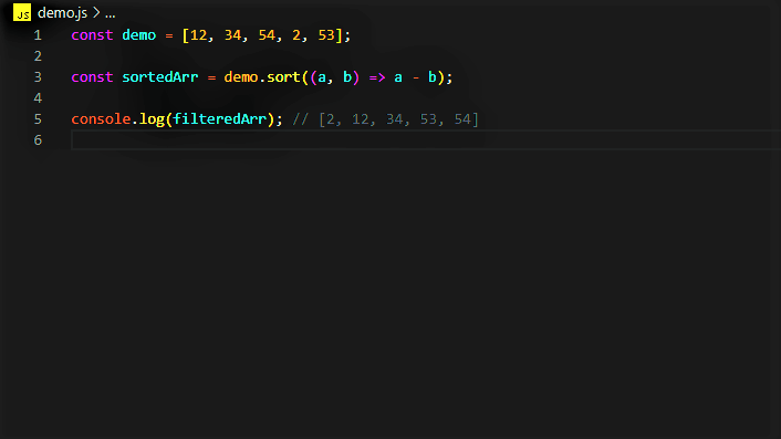 Example to sort array in ascending order