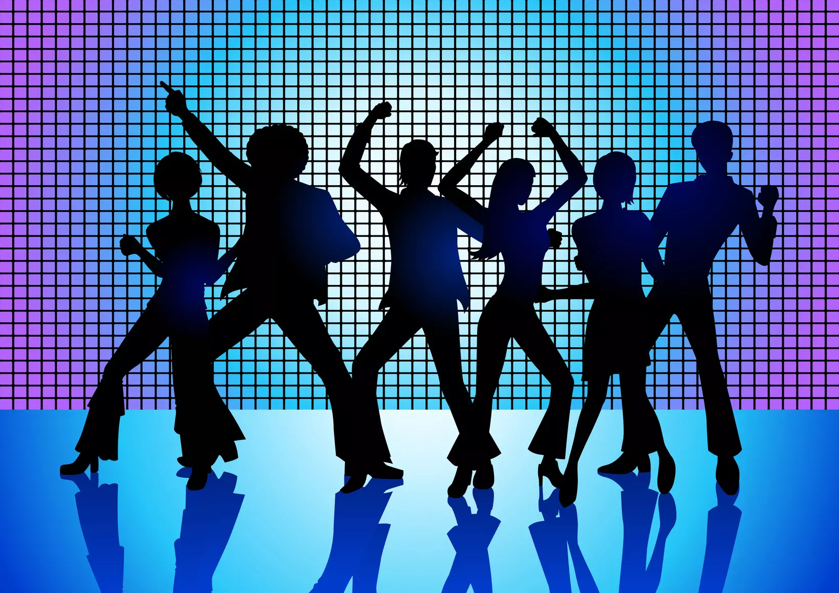 Illustration of people's outlines dancing in a disco