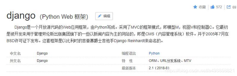 百度百科对Django的介绍