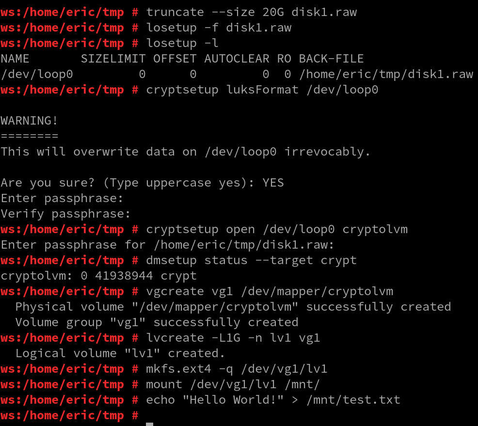 LVM2 on LUKS
