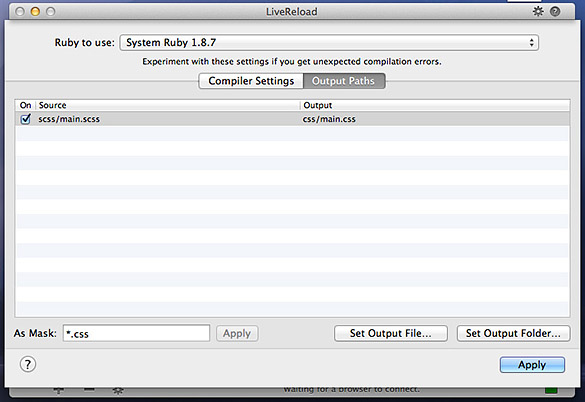 选择输出文件夹以编译Sass