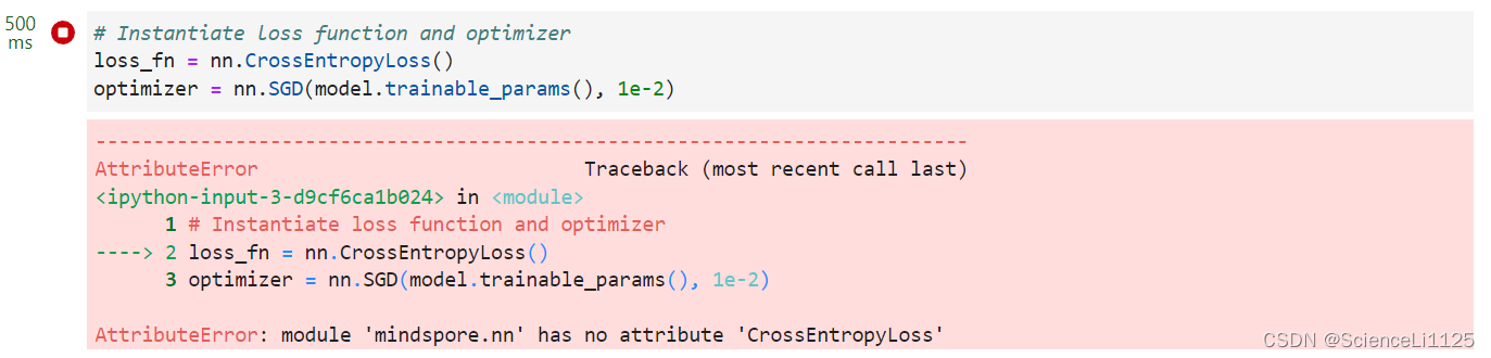 AttributeError: module ‘mindspore.nn‘ has no attribute ...