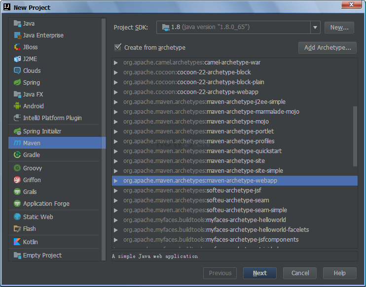 选中maven webapp格式