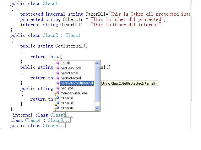 C#中的internal关键字学习