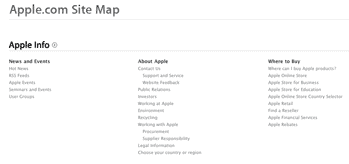 An example of a traditional site map at Apple.com