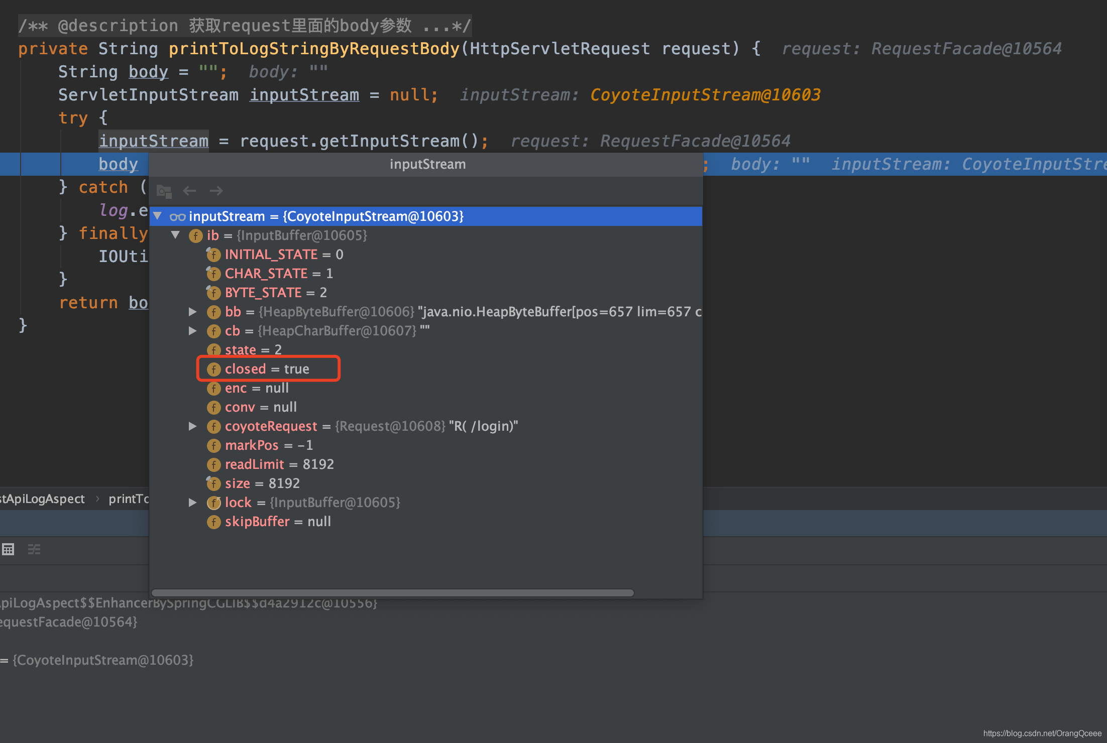 获取ServletInputStream之后报错：java.io.IOException: Stream closed_inputstream ...